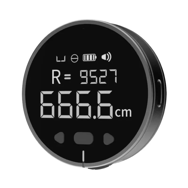 Digital LCD measuring ruler with a circular display showing measurements on a white background